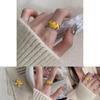 Stylish Korean Yellow Smiley Face Ring For Women Adjustable Geometric Design Fashionable