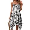 Women's Summer Casual Vintage Floral Print Round Neck Adjustable Suspender Dress With Pockets