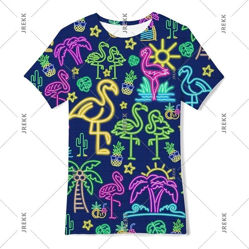 Neon Hip Hop Kat T-shirt Voor Mannen Carnavalsfeest Ronde Hals Korte Mouw T-shirts Hip Hop Straat 2025 Zomer Trend Sterren Ruimte Tee