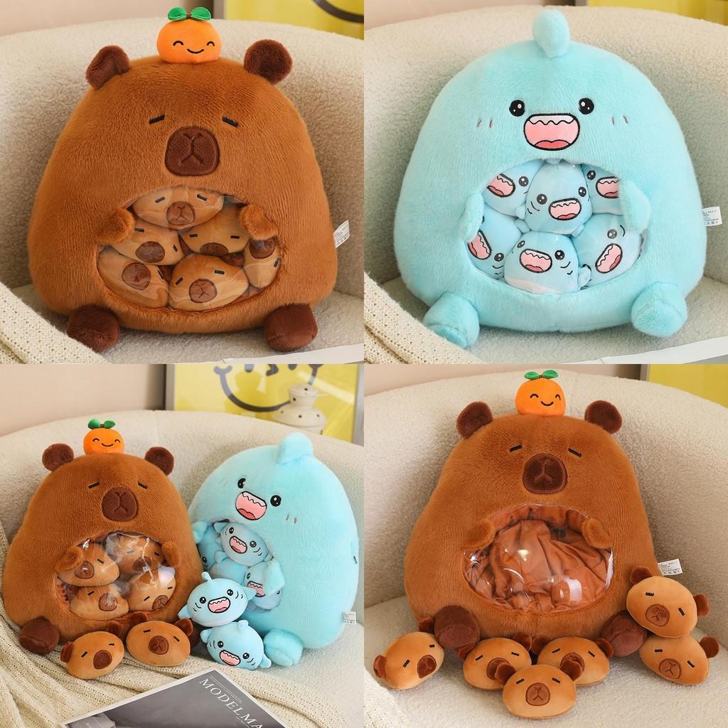 Cute Capybara Cartoon Shark Bag Snack Stuffed Animals Containing 6 Dolls Small