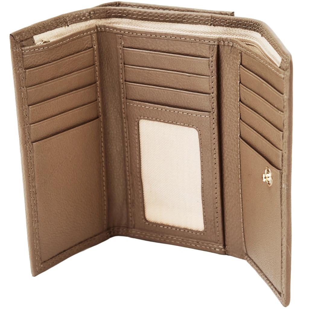 Women' Leather Wings Wallet with RFID Protection and a Roomy Interior in Beige