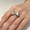 Fashion New Stainless Steel Rings Women Bowknot Open Adjustable Rings Exquisite Non-Fading Banquet Party Daily Wear Jewelry Gift