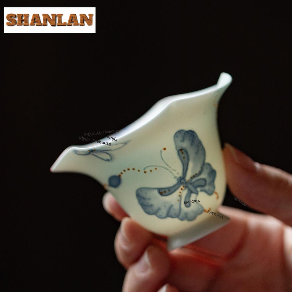 40ml Hand Drawn Butterflies Teacup Ancient Tea Bowl Tea Pair Tea-tasting Personal Cup Jianzhan Master Cups Tea Ceremony Supplies