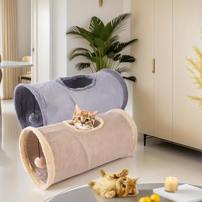 Faltbarer Plüsch-Katzenspielzeug-Tunnel, verspieltes Katzenzelt, geeignet für Hunde und Katzen zum Spielen