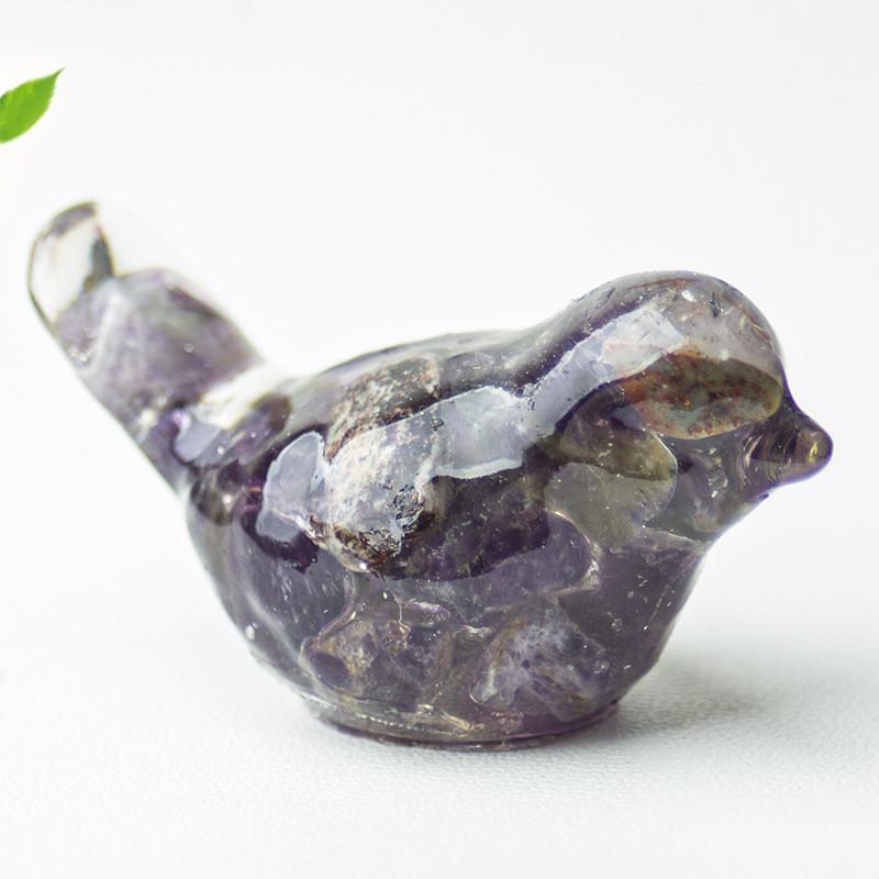 Resin Crystal Bird Figurine With Natural Waterstone For Home Office Decor Gift For Friends