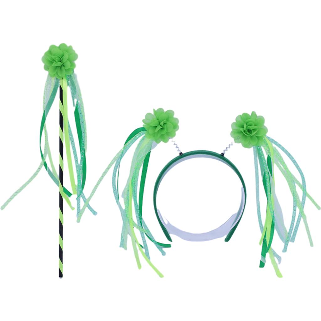 Adult Saint Patricks Day Headband/Magic Wand Green Color Irish Party Festival Flower Hair Hoop for Teens Headpiece