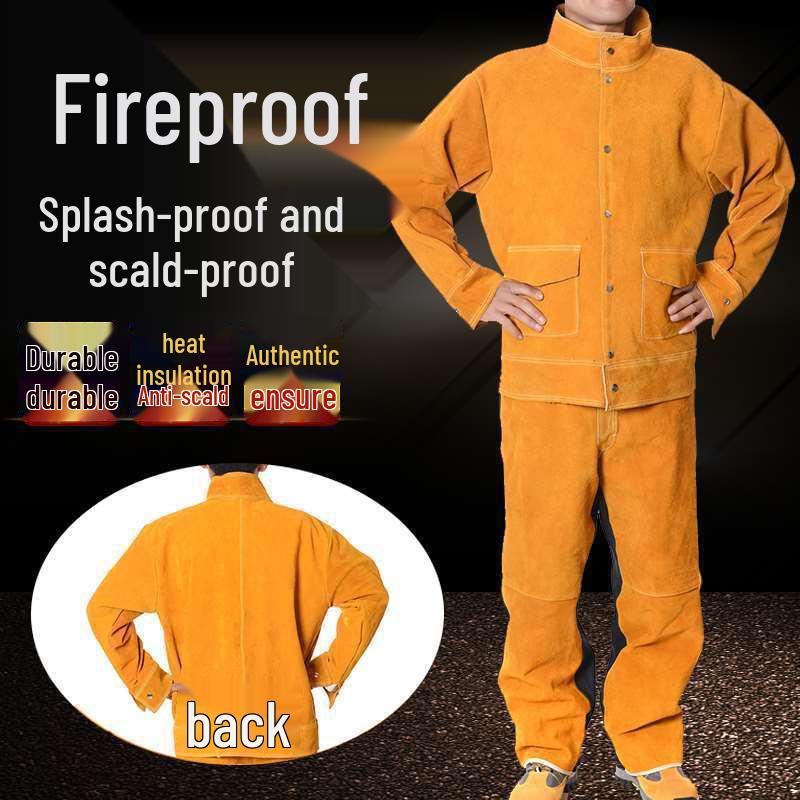 Svařovací bunda z hovězí kůže proti popálení: Ochranné pracovní oděvy z kůže a bavlny