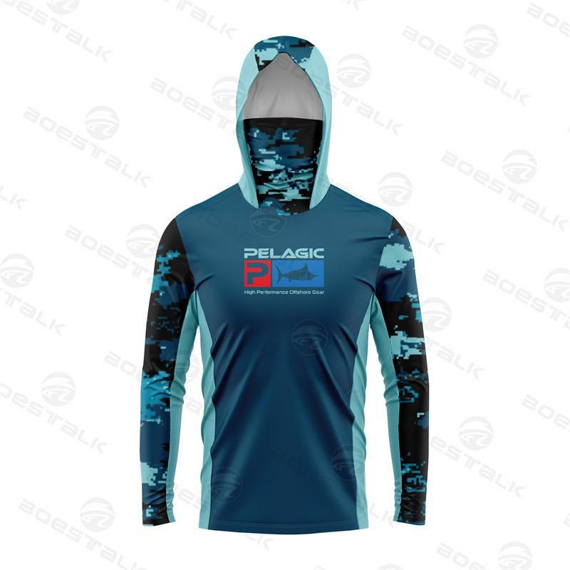 PELAGIC Langarm-Masken-Fischerkleidung Sonnenschutz Eis-Seiden-Gefühl Luya Atmungsaktiv Lässig Sport T-Shirt