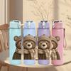 1PC Warm Scarf Bear Cartoon 750ml Color Plastic Sports Water Bottle Leakproof Flip Straw Lid Suitable for Sports Office Home Use