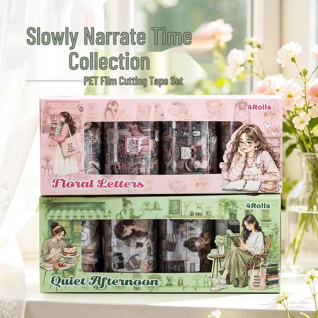 Morning Mist Overture Series Pet-Themed Girl Character Tape Set DIY Journal Decorative Stickers