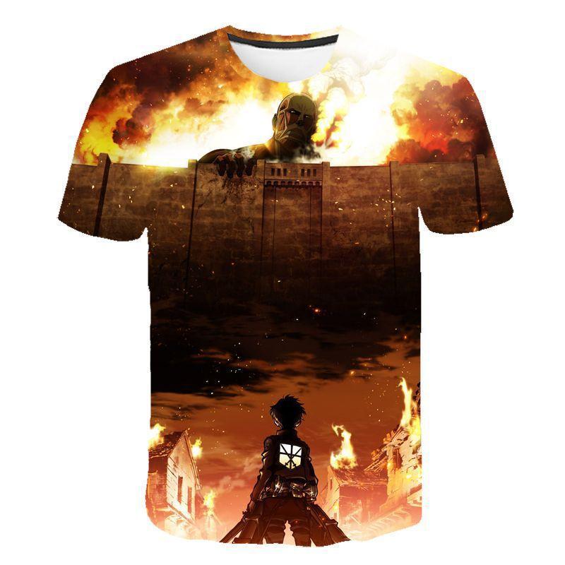 Anime Attack on Titan 3D Printed T-Shirt, Eren Levi Design, Soft Polyester Fabric, Comfortable Casual Short Sleeve Tee