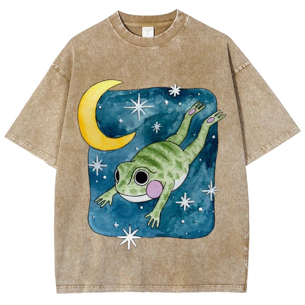 Übergroßes Y2K Style Top American Vintage Frosch Grafik Trend T-Shirt Für Frauen und Männer in Oberbekleidung Streetwear 100% Baumwolle