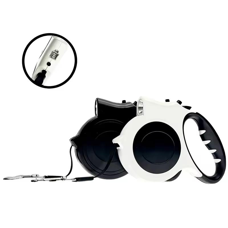 5M Automatic Retractable Dog Leash with Flashlight, LED Glowing At Night Walking Leash, Durable Nylon Outdoor Leash for Dog