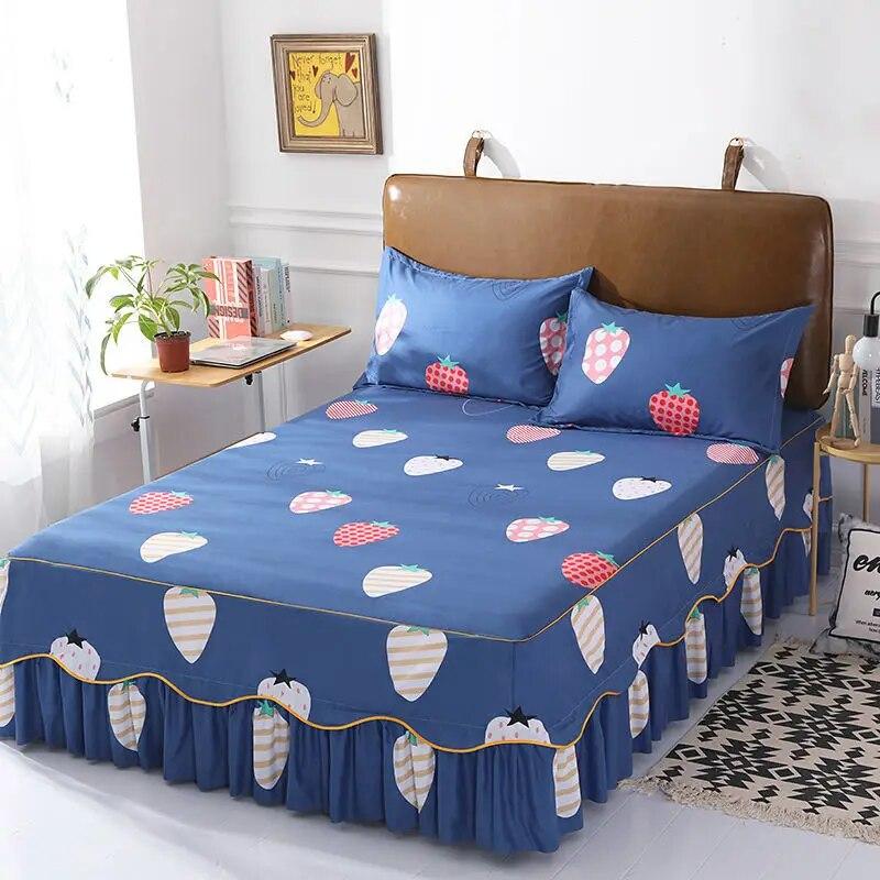 Queen Size Bed Sheets Set Princess Style Bedding Set Non-slip Bedspreads Dust-proof Mattress Cover Protector with Pillowcases