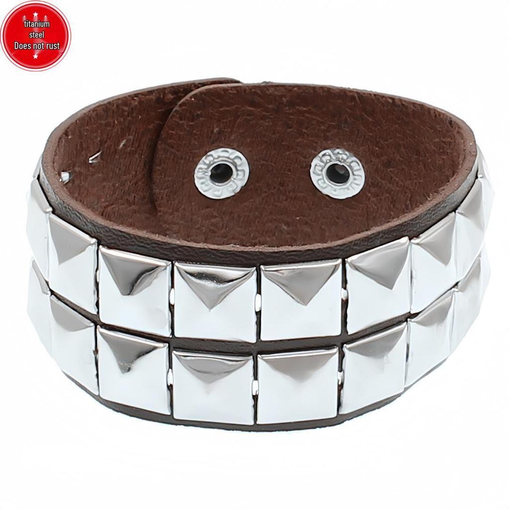 European & American Punk Street Style Rivet Leather Couple Bracelet for Nightclubs