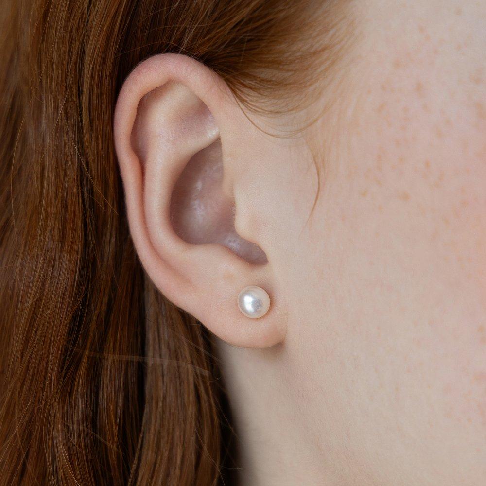 (925 Silver) Meringue Freshwater Pearl Stud Earrings Ec3240 Size 4