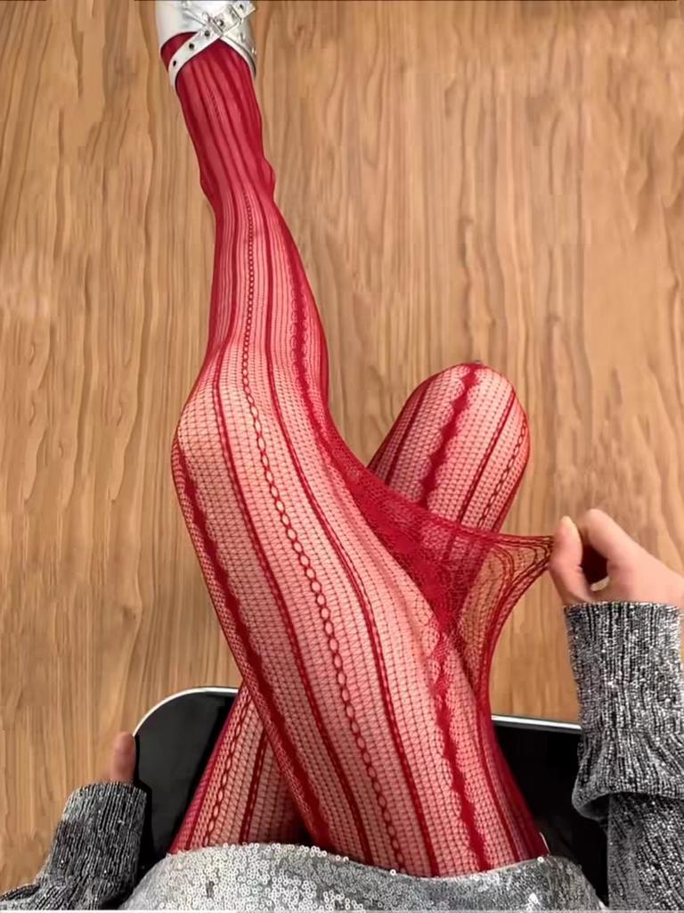 Kvinners Sexy Strømpebukser Med Utspart Nettingblonder Strømpebukser