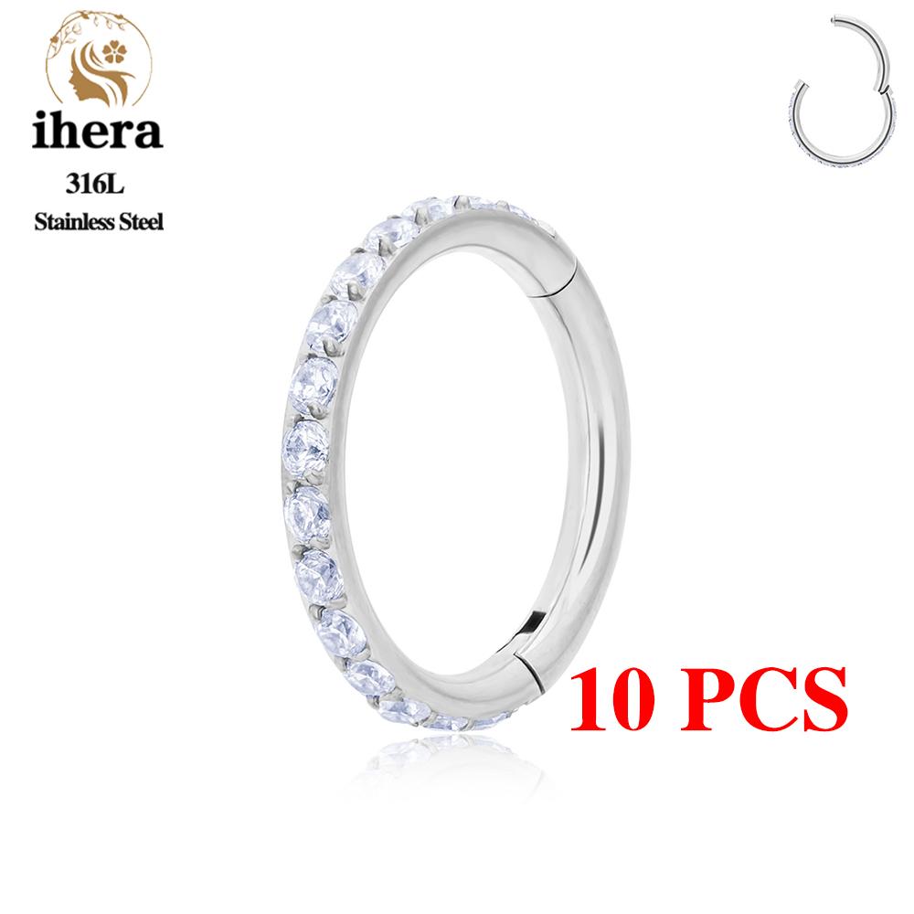 1/10 Stück Edelstahl Rund Nasenring CZ Scharnier Septum Clicker Herz Ohrring Creole Ohr Tragus Knorpel Daith Piercing Schmuck