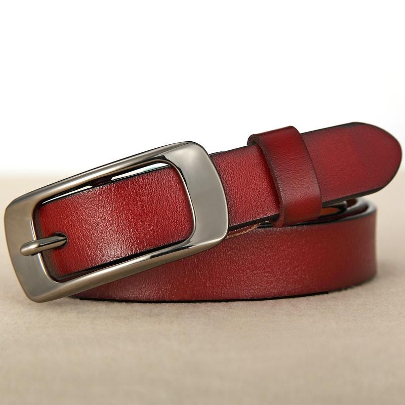 Women'S Vintage Leather Belt, Casual Pin Buckle Belt, Cowhide Women'S Belt