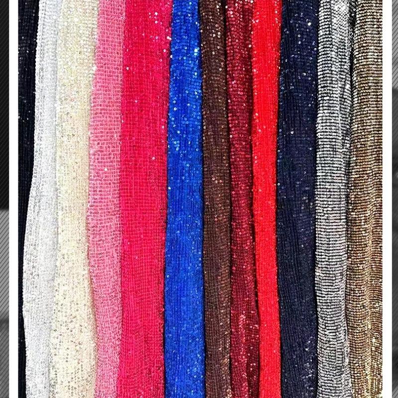 3mm Straight Flat Sequins Embroidered Fabric Robust Beads Embroidery Mesh Wedding Dress Children's Clothing Sequin Fabric