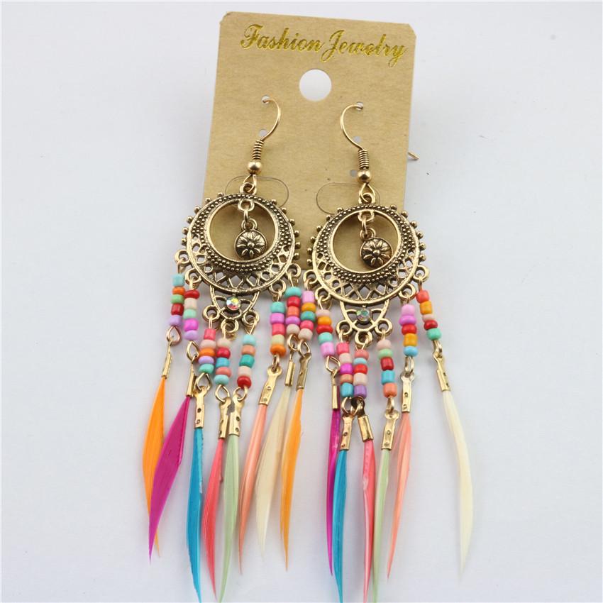 Bohemian Multicolored Beaded Tassel Earrings