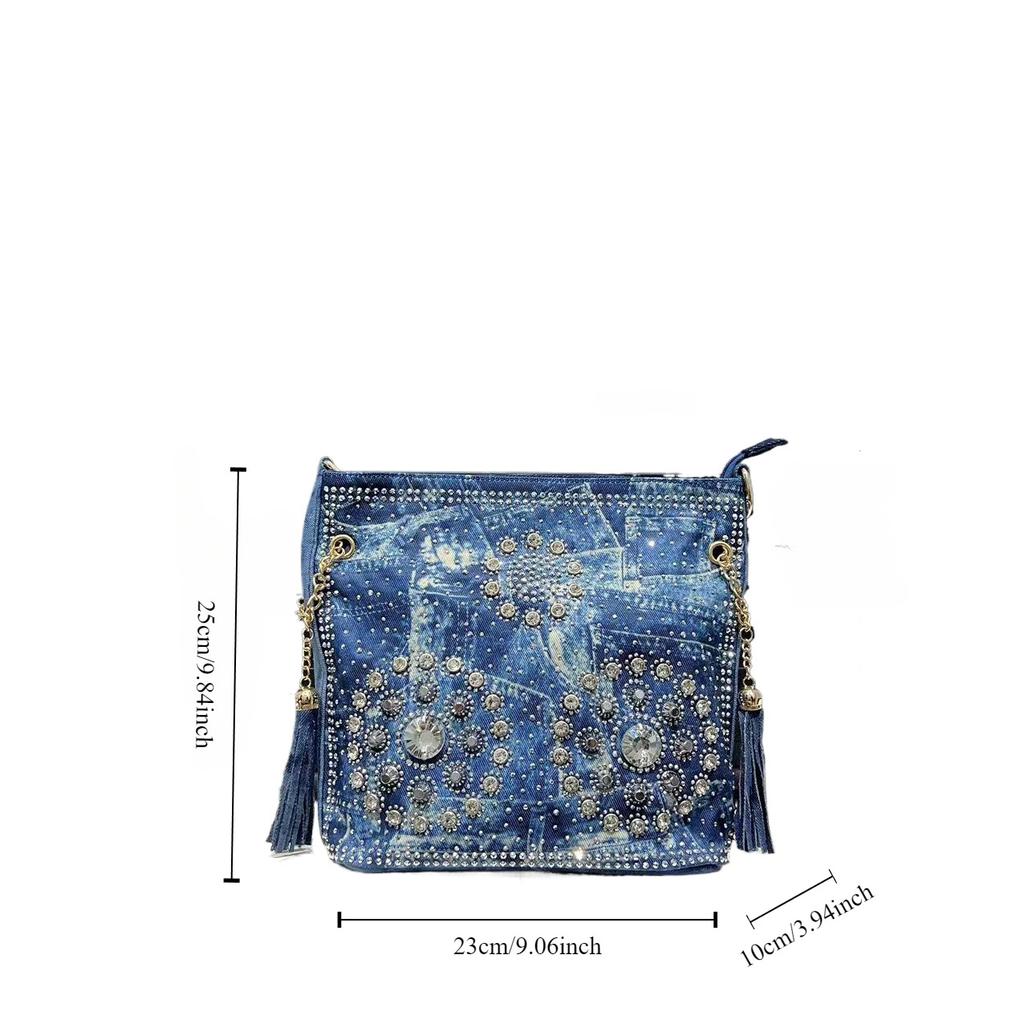 Women'S Diamond Trend Denim Shoulder Crossbody Handbag