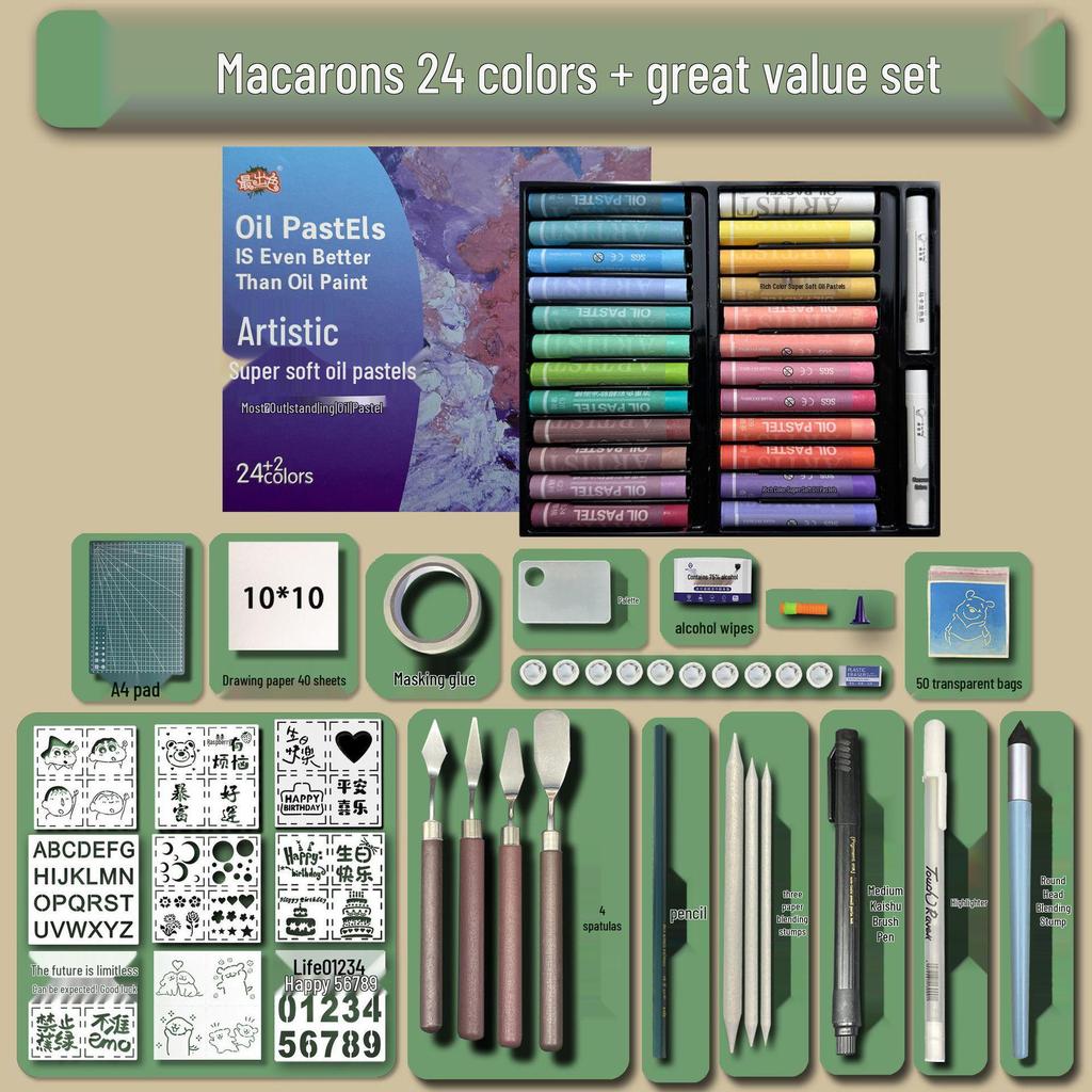 48-Color Super Soft Oil Pastels Set with Scraper - Child's Painting Kit