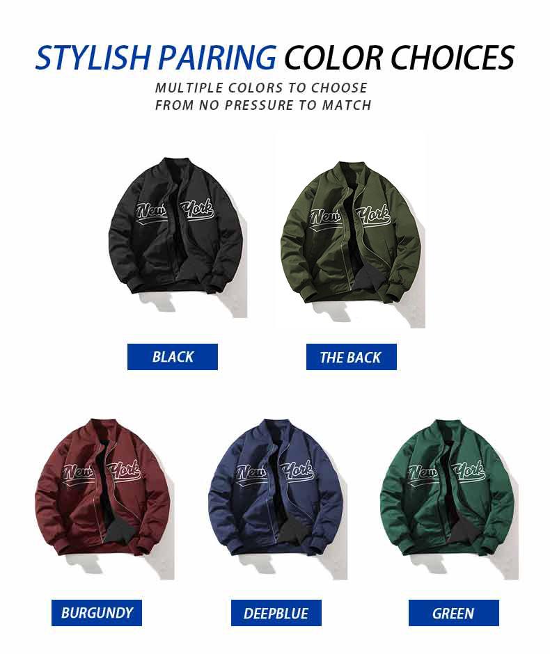 Men's Windproof Printed Baseball Collar Jacket - Casual Outdoor Workwear for Spring & Autumn