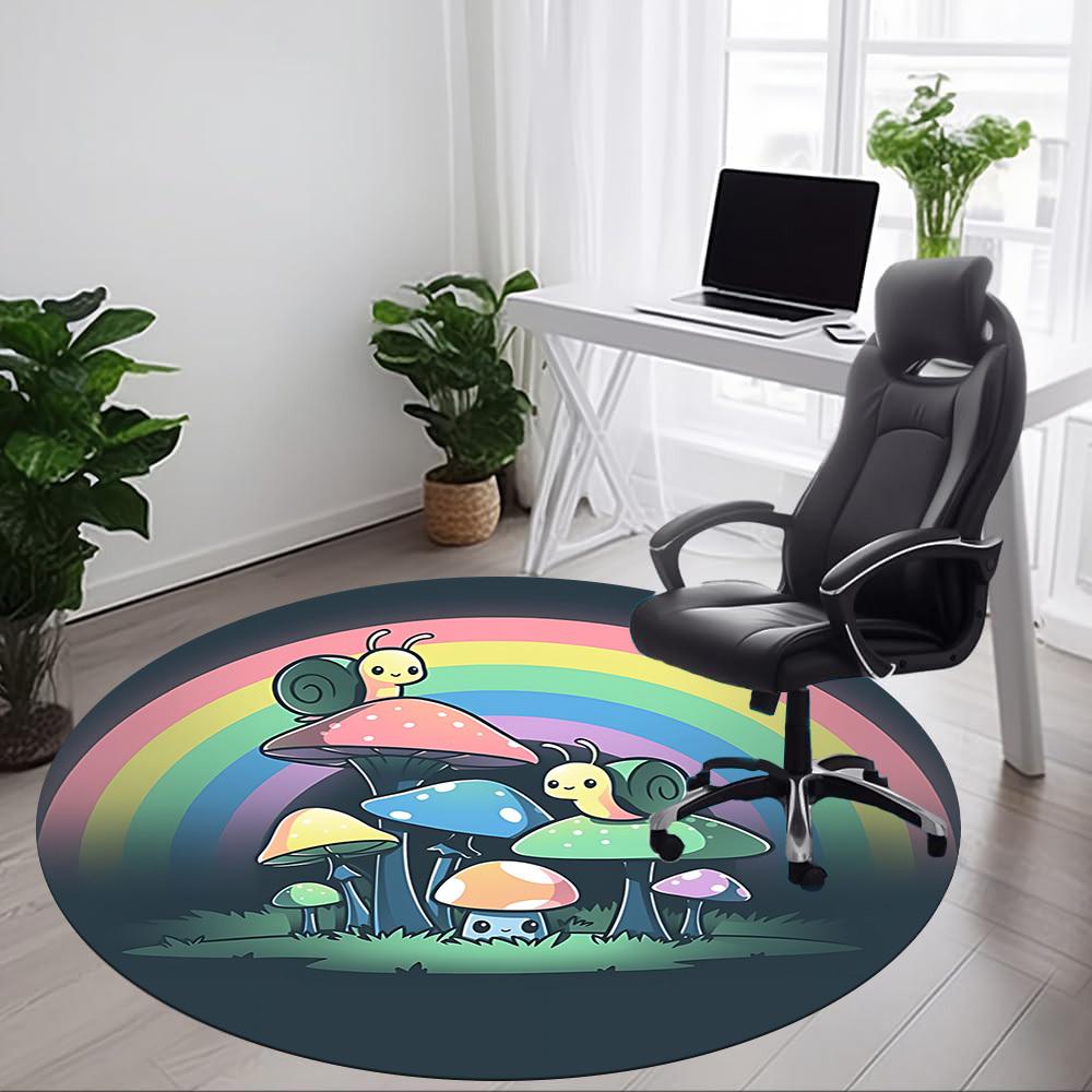 1pc Mushroom Snail Office Round Area Rug, Under Office Chairs Bedroom Living Room Home Decor, Room Deco, Available In Various Sizes