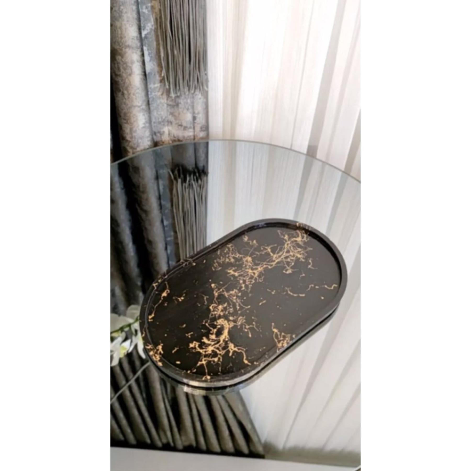 

FLQUE Черный бетонный поднос с золотым узором