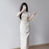 Small Short New Chinese Style Dress Women's Summer High-end Young Cheongsam Waist a Word Medium and Long