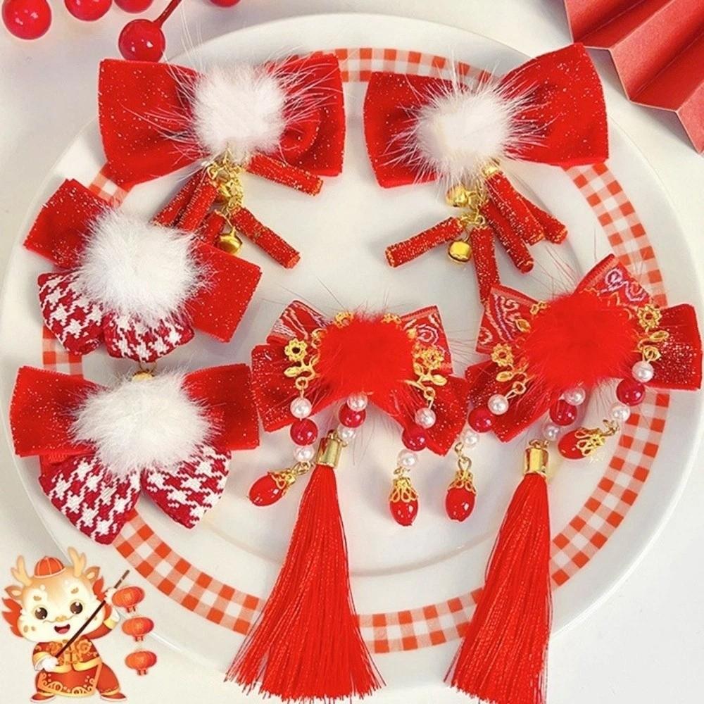 Tassels Japanese Kimono Headwear Cloth New Year Bow Hairpin Chinese Tassel Fan Hairpin Women/Kids