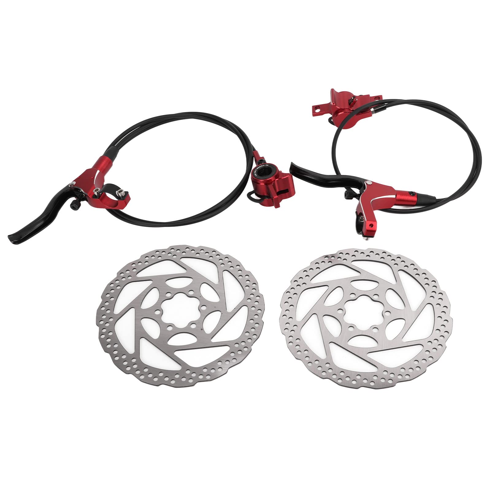 Комплект дисковых тормозов для велосипеда, Гидравлический комплект дисковых тормозов для горных велосипедов, Алюминиевый сплав (красный)