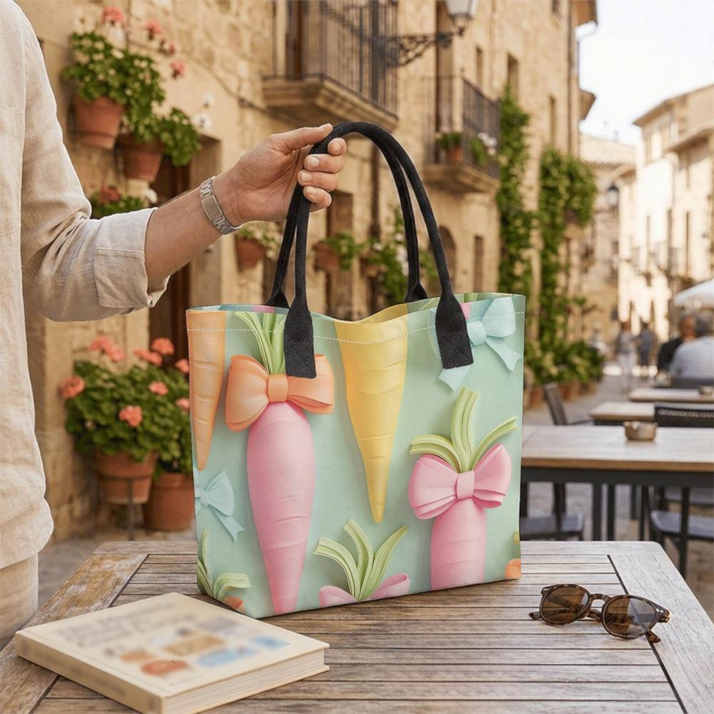 Cute Carrot Pattern Tote Bag Fashion Canvas Shoulder Bag for Daily Use