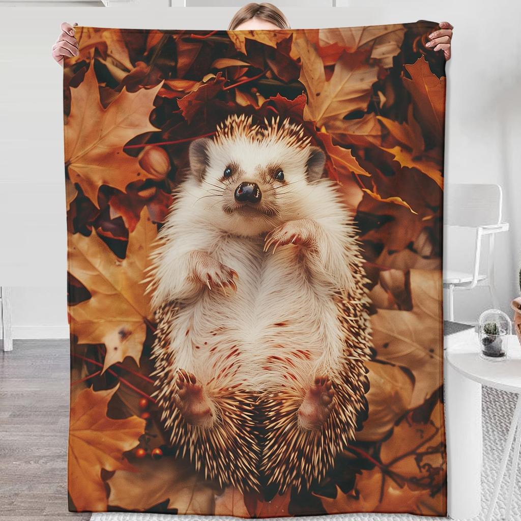 Cute Hedgehog Throw Blanket Super Soft Cozy Lightweight Fuzzy Comfy Flannel Blanket Plush for Couch, Sofa, Bed, Travel, Camping