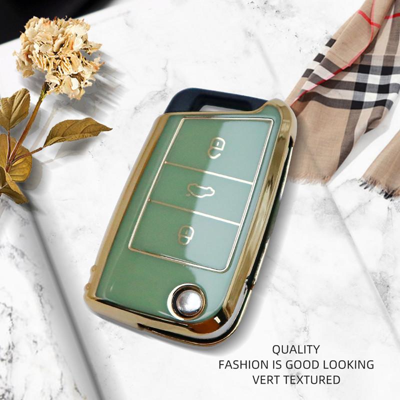 

Роскошный чехол для дистанционного ключа для Volkswagen VW Polo Golf 7 MK7 Tiguan MK2 для SEAT Ateca Leon FR 2 Ibiza для Skoda Octavia C Only Key Case