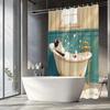 Comfortable Cat Shower Curtain Modern Relaxing Bathroom Decorative Shower Curtain 180X 180Cm With 12 Hooks