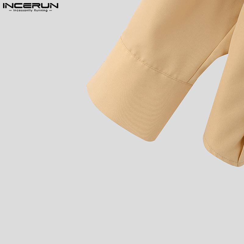INCERUN Men Long Sleeve Button Down Removable Two-piece Casual Loose Tops Shirts