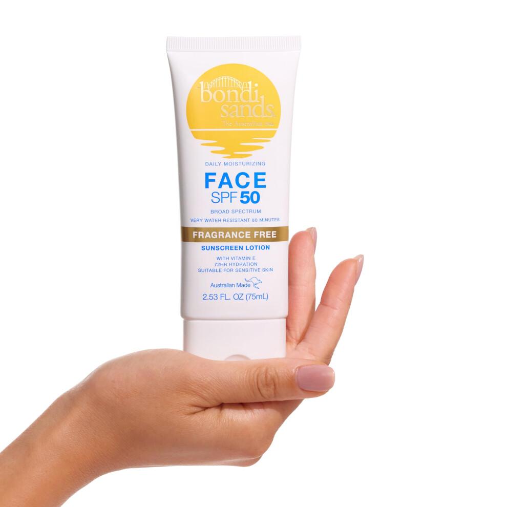 Bondi Sands parf mfreie t gliche Sonnenschutz-Gesichtslotion LSF 50 | Feuchtigkeitsspendender UVA- und UVB-Schutz, nicht fettend, sanft, wasserfe