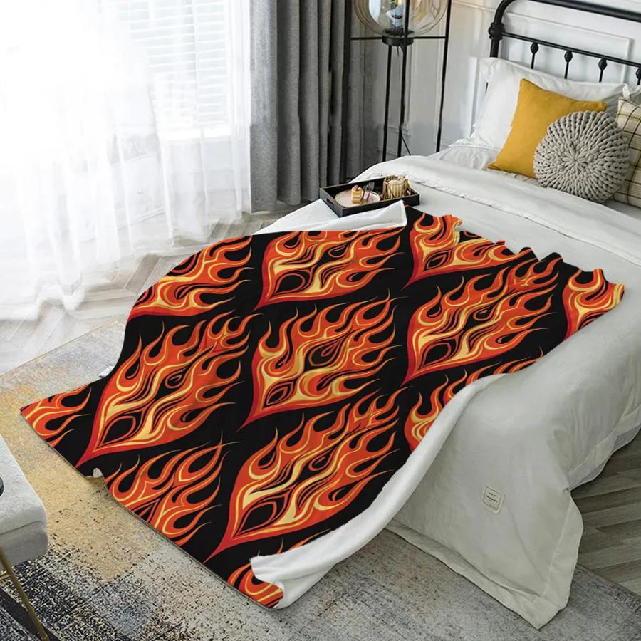 Textilien Unisex Coral Flame Pattern Blanket Microfiber Flannel Cover Blanket Bedroom Living Room Sofa Soft And Comfortable Home Decoration