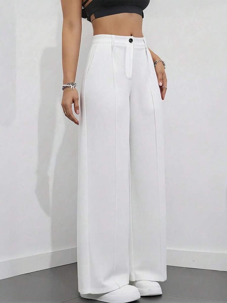Women's Pants New High Waist Dropped Waist Straight Leg Simple Business Casual Trousers for Women Wide Leg