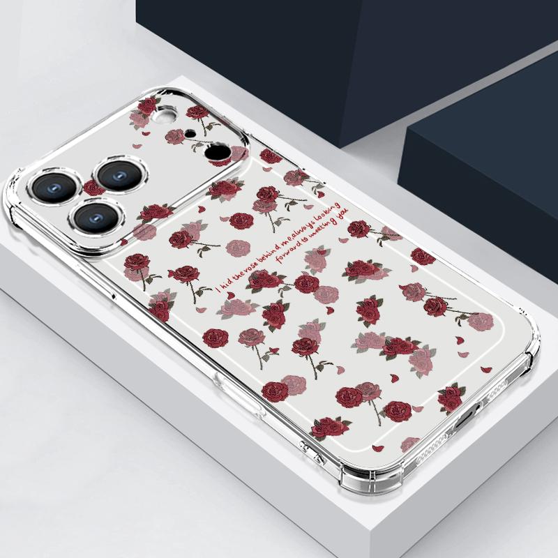 Pink Peony Floral Pattern Case For iPhone 17 Pro Max Coque iPhone 16 15 14 13 Pro Max 11 Shockproof Clear Soft Silicone Cover