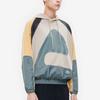 FILA Loose Casual Color Block Logo Knit Hooded American Vintage Sweatshirt Men sweatshirt Sky-Gray Green F11M239208F-GN