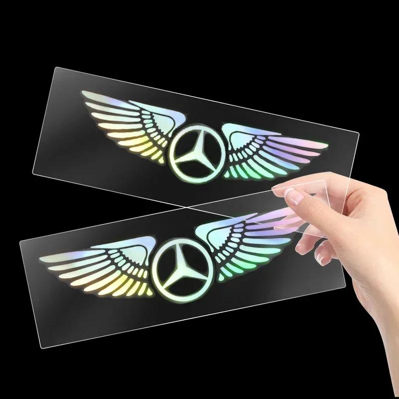GZB4 Car Logo Angel Wings Decoration 3D Reflective Waterproof Sticker for Mercedes Benz W212 W204 W211W168 W213 W205 W210 W108 W124