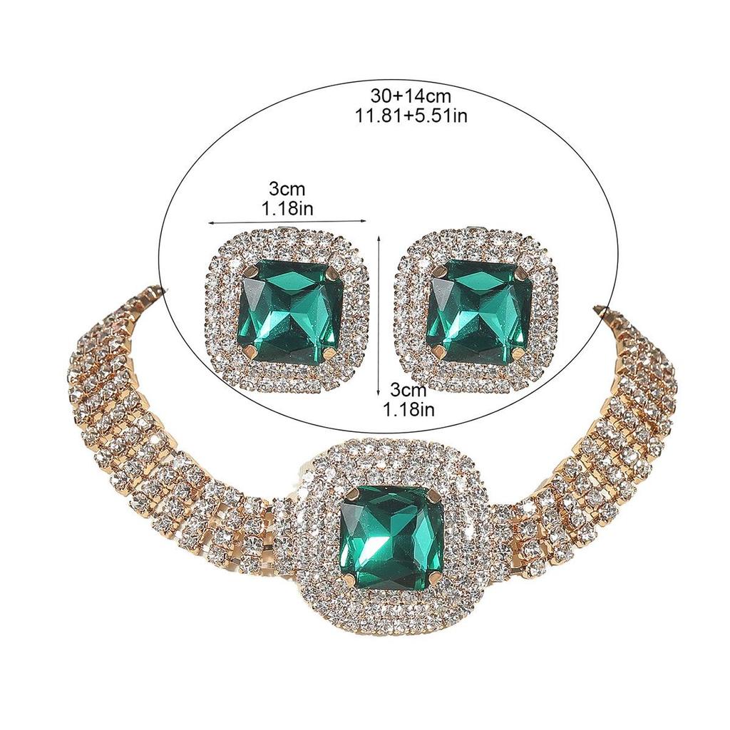 Luxury Rhinestone Necklace & Earrings Set for Women - Perfect Bridal Wedding Jewelry