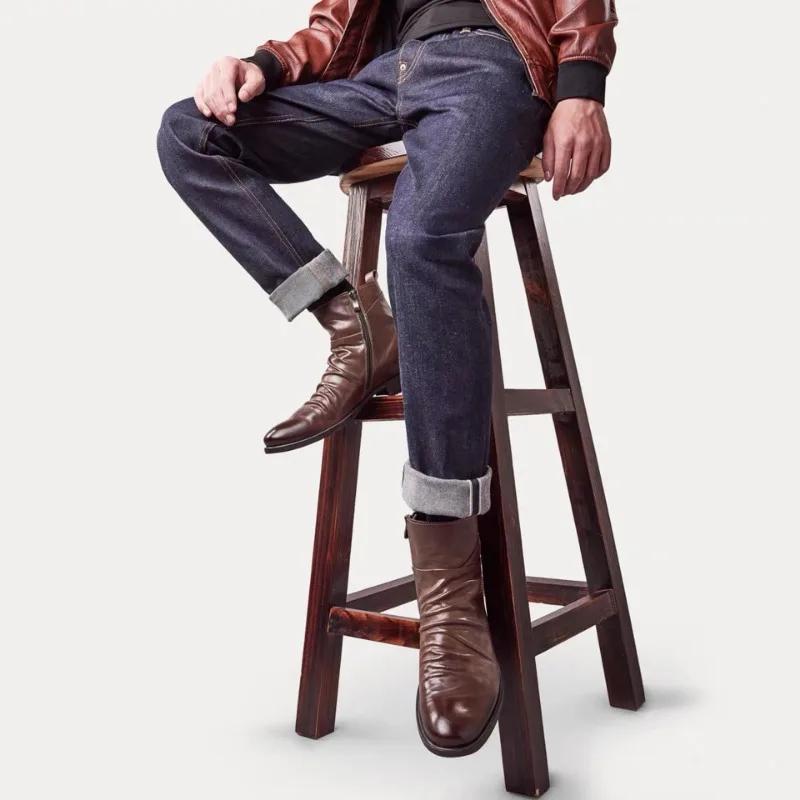 Genuine Leather Men's Boots Ankle Boots Plus Size High Top Shoes Outdoor Work Casual Shoes Motorcycle Military Combat Boots