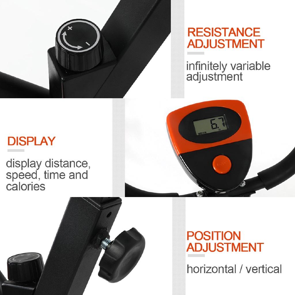 40*65*110cm Orange+Black Foldable Cardio Indoor Cycle LED Display Dynamic Bicycle Exercise Bicycle Spinning Cycling Training Equipment