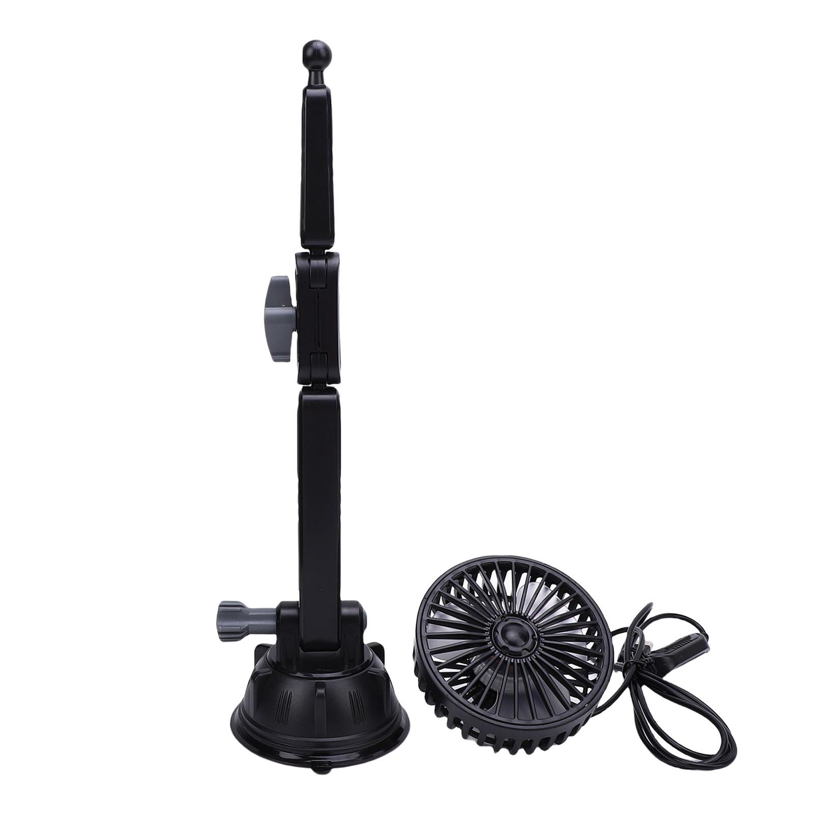 Automobile And Motorcycle Supplies Unisex Black Usb Suction Cup Fan Quiet 3 Speeds 360 Degrees Adjustable Cooling Fan For Car Truck Van Suv Rv Boat