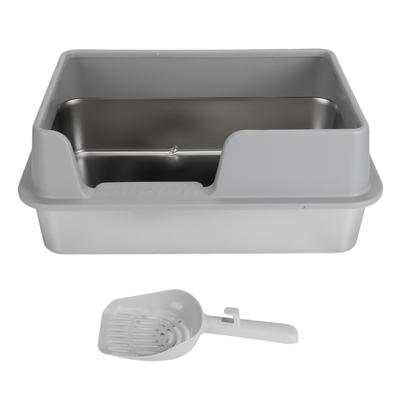 Stainless Steel Litter Box High Sides Anti Splashing Easy To Clean Enclosed Cat Litter Box for Small Medium Cats