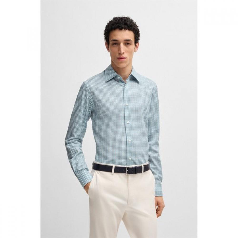 Boss 30  Off Pattern Cotton Slim Fit Shirt Medium Blue  50541282426 38